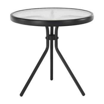Kerti kisasztal, fekete acél/edzett átlátszó üveg, HABIR kép