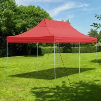 Kerti pavilon, összecsukható 2,9x5,7 m - piros színben kép