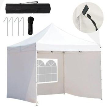Kerti pavilon, összecsukható 3 fallal és hordtáskával 2,9x2,9 m, fehér kép