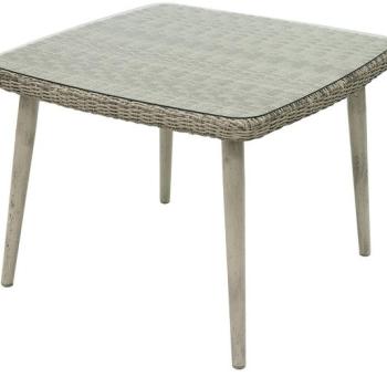 Kerti rattan asztal üveggel VICTORIA 100 x 100 cm (szürke) kép