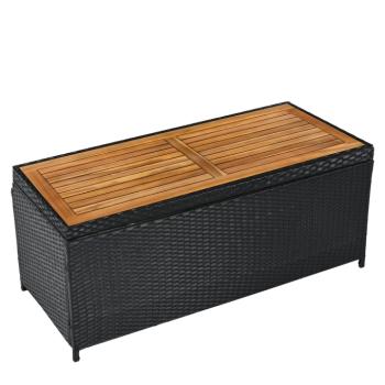 Kerti tároló doboz/pad, fekete/természetes/krémszínű, BEMUS kép