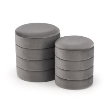 Kétrészes puff,  tárolórésszel, bársony, szürke - SPIRAL kép