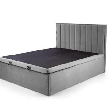 Kétszemélyes ágy, ágyneműtartóval, bársony, szürke, 160 cm - ROYAN kép