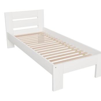 Kétszemélyes ágy, fa, fehér, 90 cm - REP kép