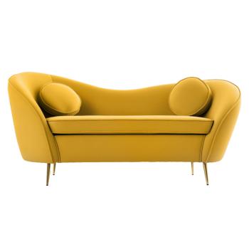 Kétszemélyes dizájn kanapé, sárga Velvet szövet/gold arany króm, EZIO TYP 2 kép