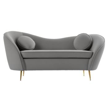 Kétszemélyes dizájn kanapé, szürke Velvet szövet/gold arany króm, EZIO TYP 2 kép