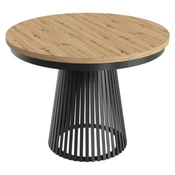 Kihúzható étkezőasztal, artisan tölgy/fekete, 100-180x76,6 cm, GERDONY kép