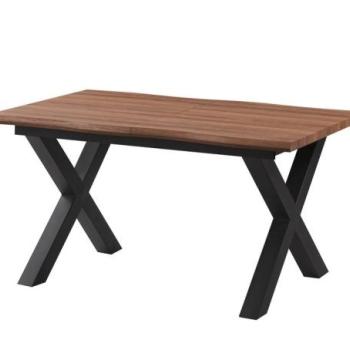 Kihúzható étkezőasztal, fa, fekete fém lábakkal, 140 x 90 cm - ETALE kép