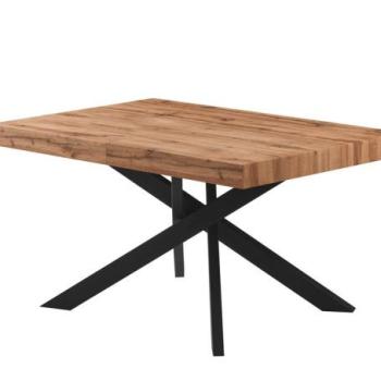 Kihúzható étkezőasztal, fa, fekete fém lábakkal, 140 x 90 cm - RUSTICO kép