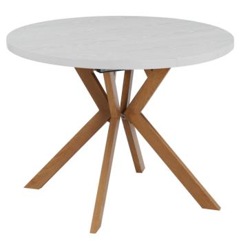 Kihúzható étkezőasztal, fehér/tölgy, 100-250x75,5 cm, LUKOS kép