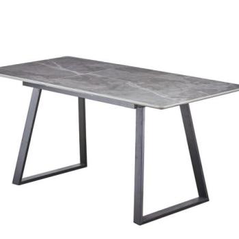 Kihúzható étkezőasztal, kőlap, sötétszürke, fekete fém lábakkal, 120 x 80 cm - GRANDOU kép