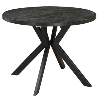 Kihúzható étkezőasztal, sötét beton/fekete, 100-250x75,5 cm, LUKOS kép