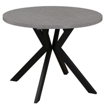Kihúzható étkezőasztal, világos beton/fekete, 100-250x75,5 cm, LUKOS kép