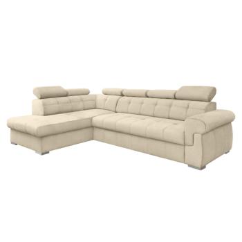 Kihúzható sarok ülőgarnitúra, bézs/ezüst, balos, PRIMUS ROH NEW kép