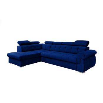 Kihúzható sarok ülőgarnitúra, kék/ezüst, balos, PRIMUS ROH NEW kép