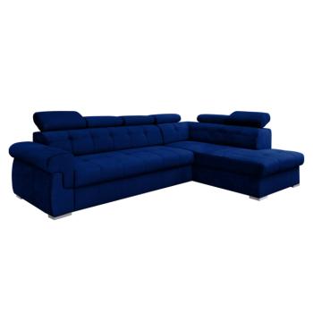 Kihúzható sarok ülőgarnitúra, kék/ezüst, jobbos, PRIMUS ROH NEW kép