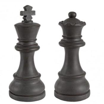 KING AND QUEEN fekete üvegszál dísztárgy 2db kép