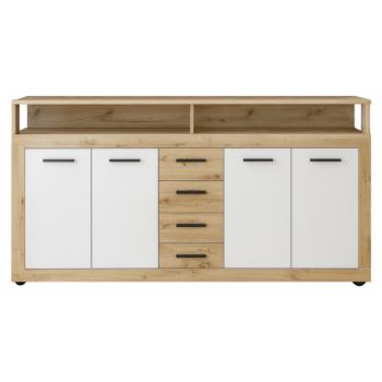 Kombinált komód, artisan tölgy/fehér, LUNYSA kép