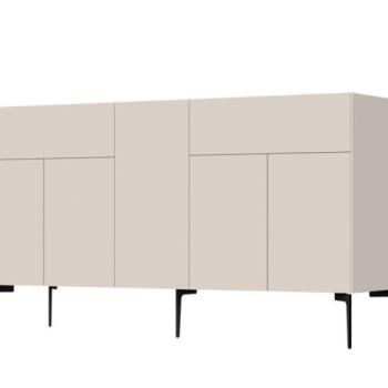 Komód, 5 ajtóval és két fiókkal, fém lábakkal, kasmír színű, 150 cm - AMANDA kép