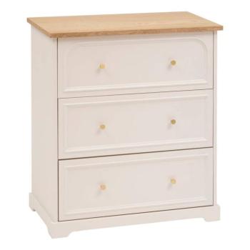 Komód, 70 cm, 3 fiókkal, fa, törtfehér - PIECE kép