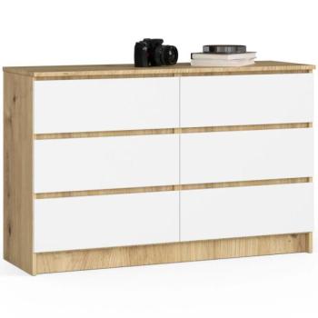 Komód - Akord Furniture K120-6 - arany tölgy / fehér kép