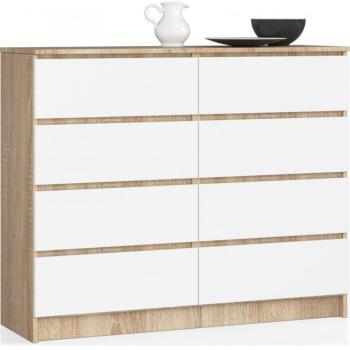 Komód - Akord Furniture K120-8 - sonoma tölgy / fehér kép