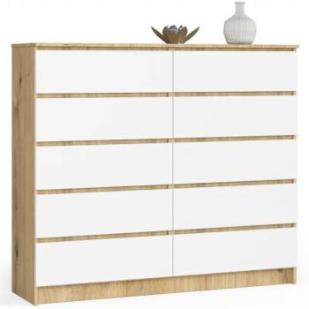 Komód - Akord Furniture K140-10 - arany tölgy / fehér kép