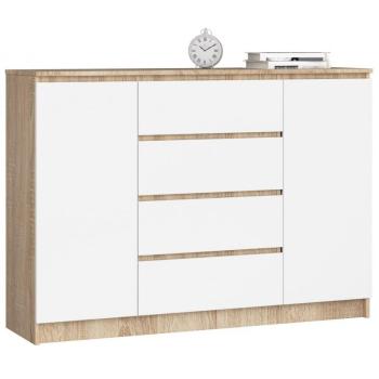 Komód - Akord Furniture K140-2D4SZ - sonoma tölgy / fehér kép