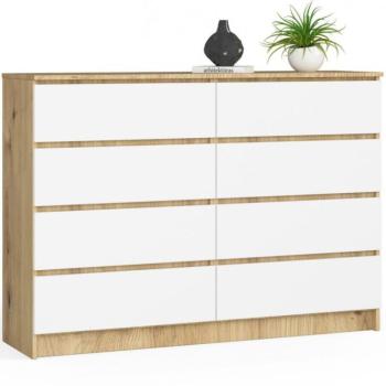 Komód - Akord Furniture K140-8 - arany tölgy / fehér kép