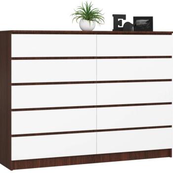 Komód - Akord Furniture K160-10 - wenge / fehér  kép