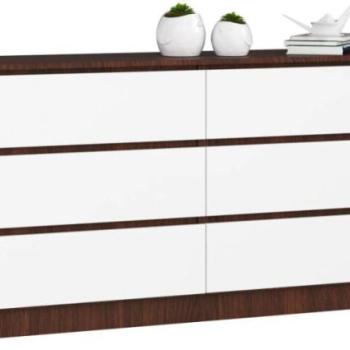 Komód - Akord Furniture K160-6 - wenge / fehér kép