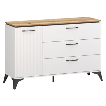 Komód, fehér/evoke tölgy, VELIS 1D3S kép