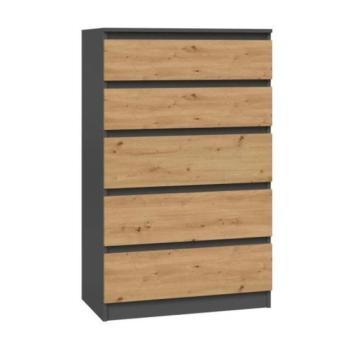 Komód - Holzmeister M5 - 70 x 112 cm - antracit / tölgy kép