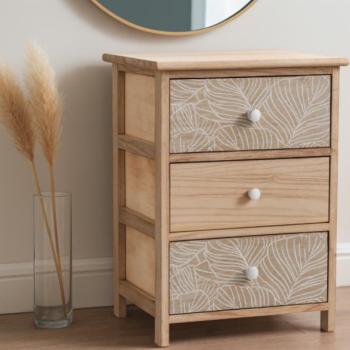 Komód LUIZA 3 fiókkal - boho design, 40 x 29 x 58 cm, 40 x 29 x 58 cm kép