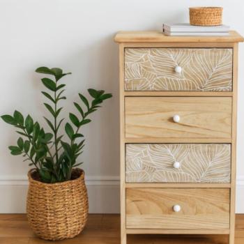 Komód LUIZA 4 fiókkal - boho design, 40 x 29 x 73 cm, 40 x 29 x 73 cm kép