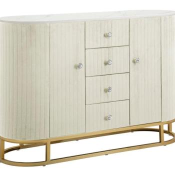 Komód, márvány fehér-bézs, arany lábbal - ADORE kép