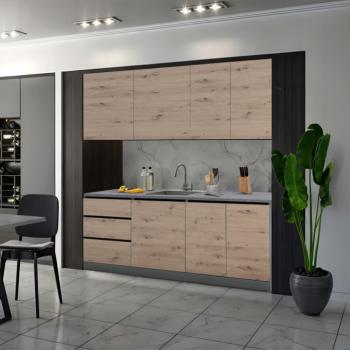 Konyhabútor, 2 m, artisan tölgy/grafit, ASTI kép