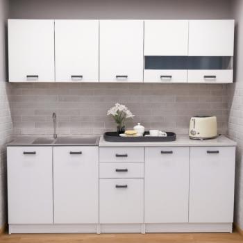 Konyhabútor, 2 m, matt fehér/fehér, ANITA NEW kép