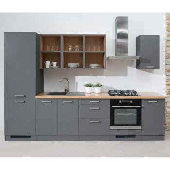 Konyhabútor, 3,05 m, ónix szürke, SMILE kép