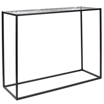 Konzol, mintás, fém, fekete, 100 cm - CUBIQUE kép