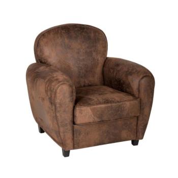 Kopott hatású műbőr fotel, sötétbarna - WINSON kép