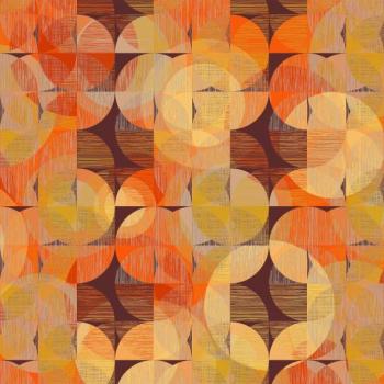 Kör alakú mintákkal díszített tapéta, 300x250 cm, narancssárga - sárga - piros - RETRO kép