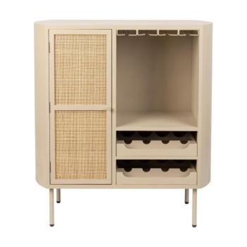 Krémszínű rattan bortartó szekrény, palackok száma 8, 90x100 cm Amaya – White Label kép