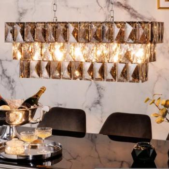 KRISTALL szürke üveg függőlámpa 90cm kép