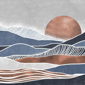 Különleges színű sivatagot ábrázoló tapéta, 350x250 cm, kék - fehér - bronz - SOLEIL LEVANT kép