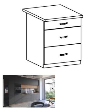 LANGEN B szürke mdf fiókos alsó konyhaszekrény 60cm kép
