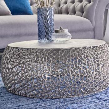 LEAF ezüst alumínium dohányzóasztal 75cm kép