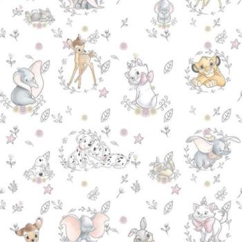 Legjobb Disney barátok tapéta, 200x280 cm, fehér - szürke - rózsaszín - BAMBY AND CO kép