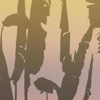 Levelek árnyékait ábrázoló tapéta, 350x250 cm, rózsaszín - sárga - szürke - MIAMI kép