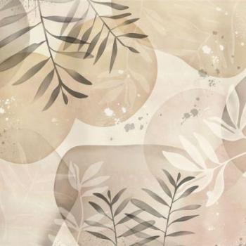 Levélmintás halványszínű tapéta, 400x250 cm, bézs - szürke - TALUS kép